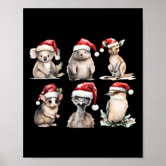Funny Aussie Animals Christmas Santa Australian An Poster (Vorne)