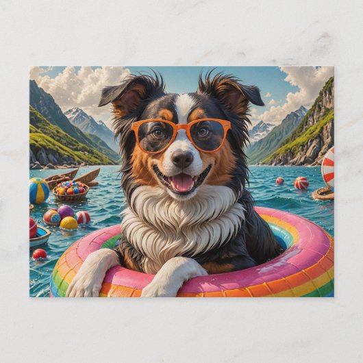 Funny Aussie auf einer Floattour Postkarte (Vorderseite)