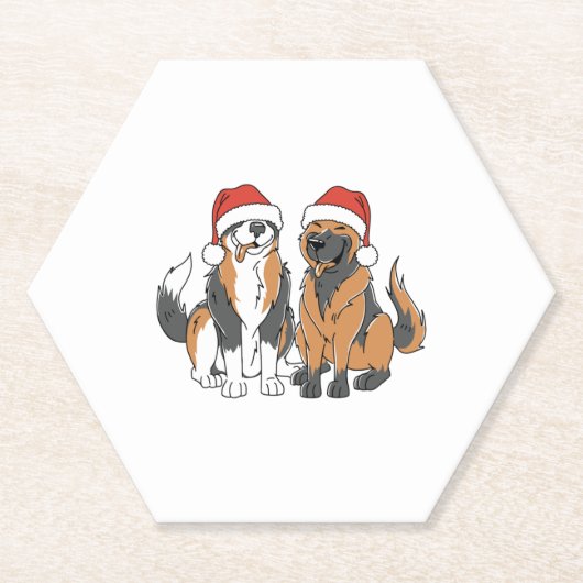 Funny Aussie German Shepherd Weihnachtshunde in Sa Untersetzer (Vorderseite)