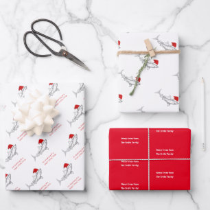 Funny Aussie Shark Xmas Card  Geschenkpapier Set