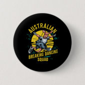 Funny Australian Break Dancing Squad Kangaroo Button (Vorderseite)