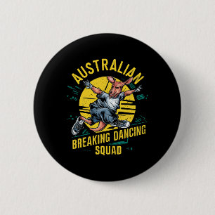 Funny Australian Break Dancing Squad Kangaroo Button