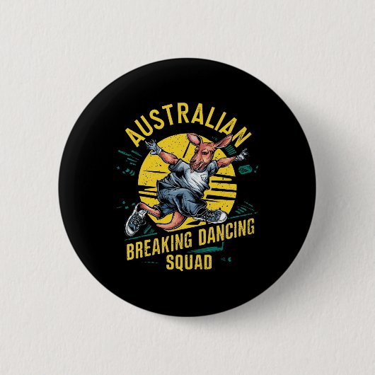Funny Australian Break Dancing Squad Kangaroo Button (Vorderseite)