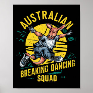 Funny Australian Break Dancing Squad Kangaroo Poster