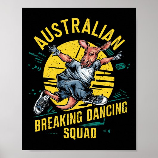 Funny Australian Break Dancing Squad Kangaroo Poster (Vorne)