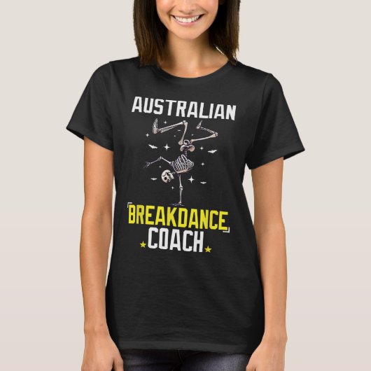 Funny Australian Breakdance Coach Skeleton Hallowe T-Shirt (Vorderseite)
