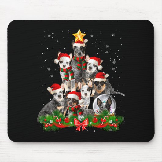 Funny Australian Cattle Dog Dog Christmas Tree - B Mousepad (Vorne)