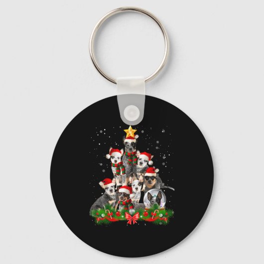 Funny Australian Cattle Dog Dog Christmas Tree - B Schlüsselanhänger (Vorderseite)