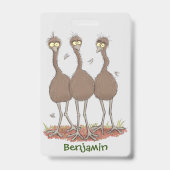 Funny Australian emu trio Cartoon Illustration Ausweis (Rückseite)