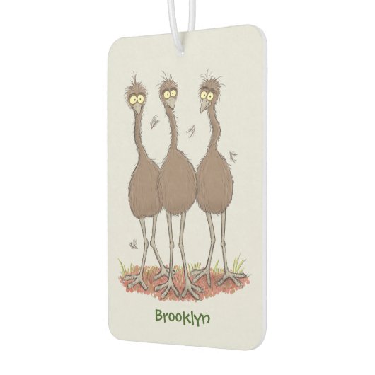 Funny Australian emu trio Cartoon Illustration Autolufterfrischer (Links)