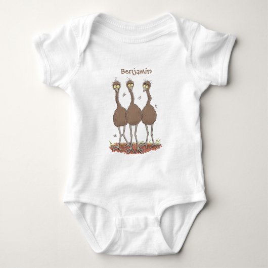 Funny Australian emu trio Cartoon Illustration Baby Strampler (Vorderseite)