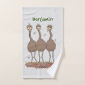 Funny Australian emu trio Cartoon Illustration Badhandtuch Set (Handtuch)