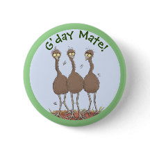 Funny Australian emu trio Cartoon Illustration