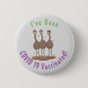 Funny Australian emu trio Cartoon Illustration Button