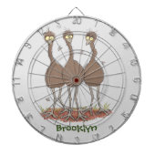 Funny Australian emu trio Cartoon Illustration Dartscheibe (vorne)