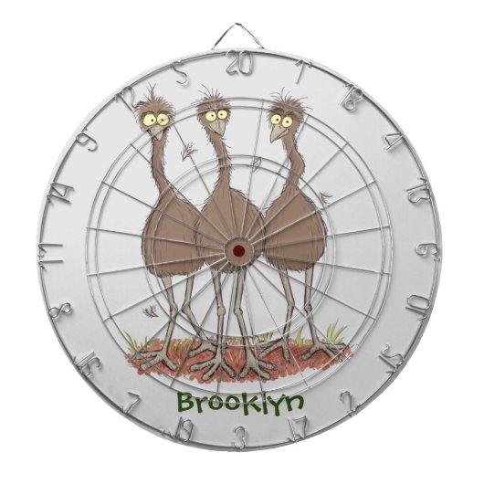 Funny Australian emu trio Cartoon Illustration Dartscheibe (vorne)