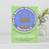 Funny Australian emu trio Cartoon Illustration Einladung (Stehend Vorderseite)