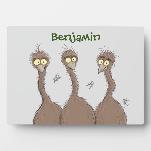 Funny Australian emu trio Cartoon Illustration Fotoplatte (Vorderseite)