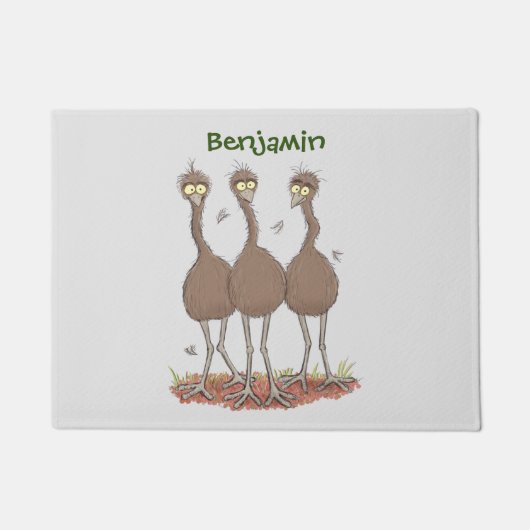Funny Australian emu trio Cartoon Illustration Fußmatte (Vorderseite)