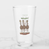 Funny Australian emu trio Cartoon Illustration Glas (Rückseite)