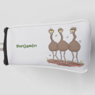 Funny Australian emu trio Cartoon Illustration Golf Headcover