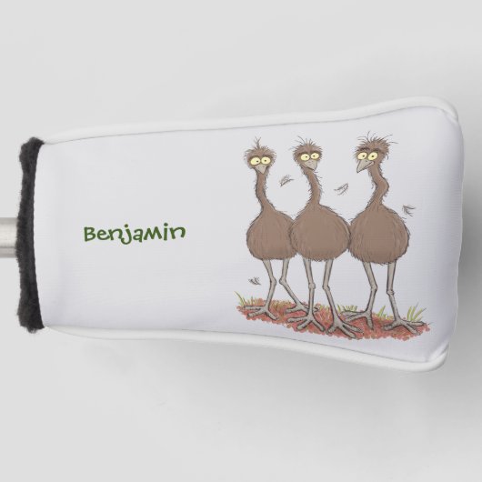Funny Australian emu trio Cartoon Illustration Golf Headcover (Vorderseite)