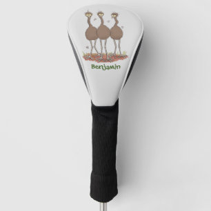 Funny Australian emu trio Cartoon Illustration Golf Headcover
