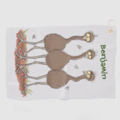 Funny Australian emu trio Cartoon Illustration Golfhandtuch (Horizontal)