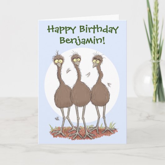 Funny Australian emu trio Cartoon Illustration Karte (Vorderseite)