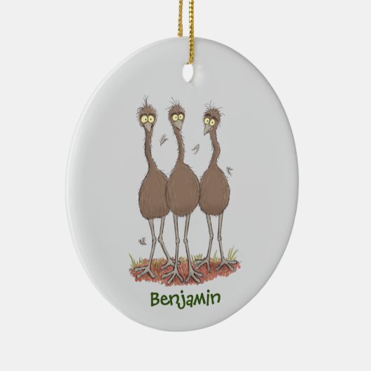 Funny Australian emu trio Cartoon Illustration Keramik Ornament (Rechts)