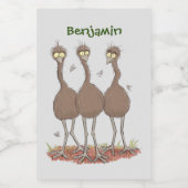 Funny Australian emu trio Cartoon Illustration Lebensmitteletikett (Einzelnes Label)