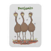 Funny Australian emu trio Cartoon Illustration Magnet (Vertikal)