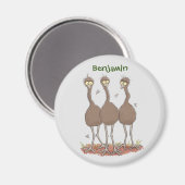 Funny Australian emu trio Cartoon Illustration Magnet (Vorderseite/Rückseite)