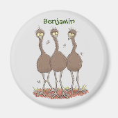 Funny Australian emu trio Cartoon Illustration Magnet (Vorne)