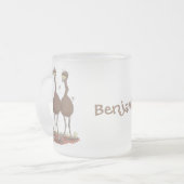 Funny Australian emu trio Cartoon Illustration Mattglastasse (Vorderseite Links)