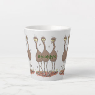 Funny Australian emu trio Cartoon Illustration Milchtasse