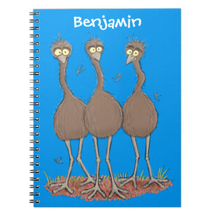 Funny Australian emu trio Cartoon Illustration Notizblock
