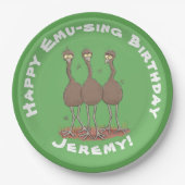 Funny Australian emu trio Cartoon Illustration Pappteller (Vorderseite)