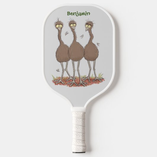 Funny Australian emu trio Cartoon Illustration Pickleball Schläger (Vorderseite)