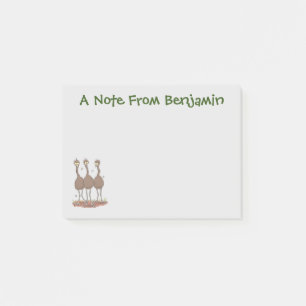 Funny Australian emu trio Cartoon Illustration Post-it Klebezettel