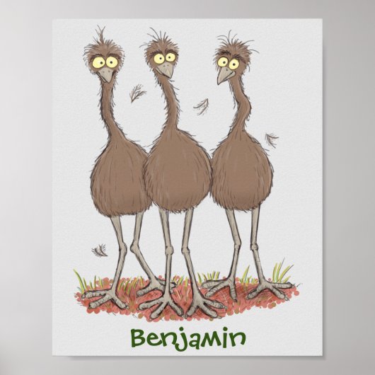 Funny Australian emu trio Cartoon Illustration Poster (Vorne)