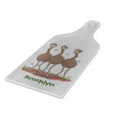 Funny Australian emu trio Cartoon Illustration Schneidebrett (Ecke)