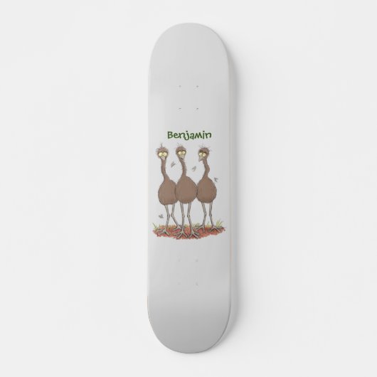 Funny Australian emu trio Cartoon Illustration Skateboard (Vorne)