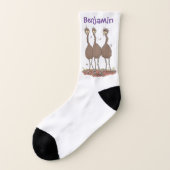Funny Australian emu trio Cartoon Illustration Socken (Links - Außen)