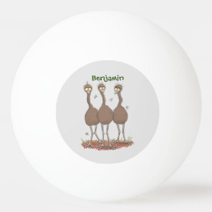 Funny Australian emu trio Cartoon Illustration Tischtennisball