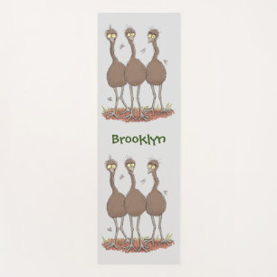 Funny Australian emu trio Cartoon Illustration Yogamatte