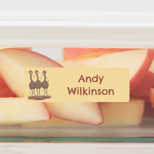 Funny Australian emu trio Cartoon personalisiert Etiketten (Befestigt)