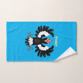 Funny Australian Magpie Cartoon Illustration Badhandtuch Set (Handtuch)