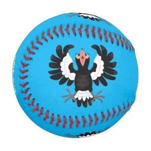 Funny Australian Magpie Cartoon Illustration Baseball