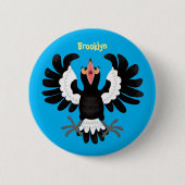 Funny Australian Magpie Cartoon Illustration Button (Vorderseite)